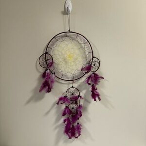 Purple Dream Catcher Large 2ft  Dreamcatcher Handmade Feather Mobile Wall Decor